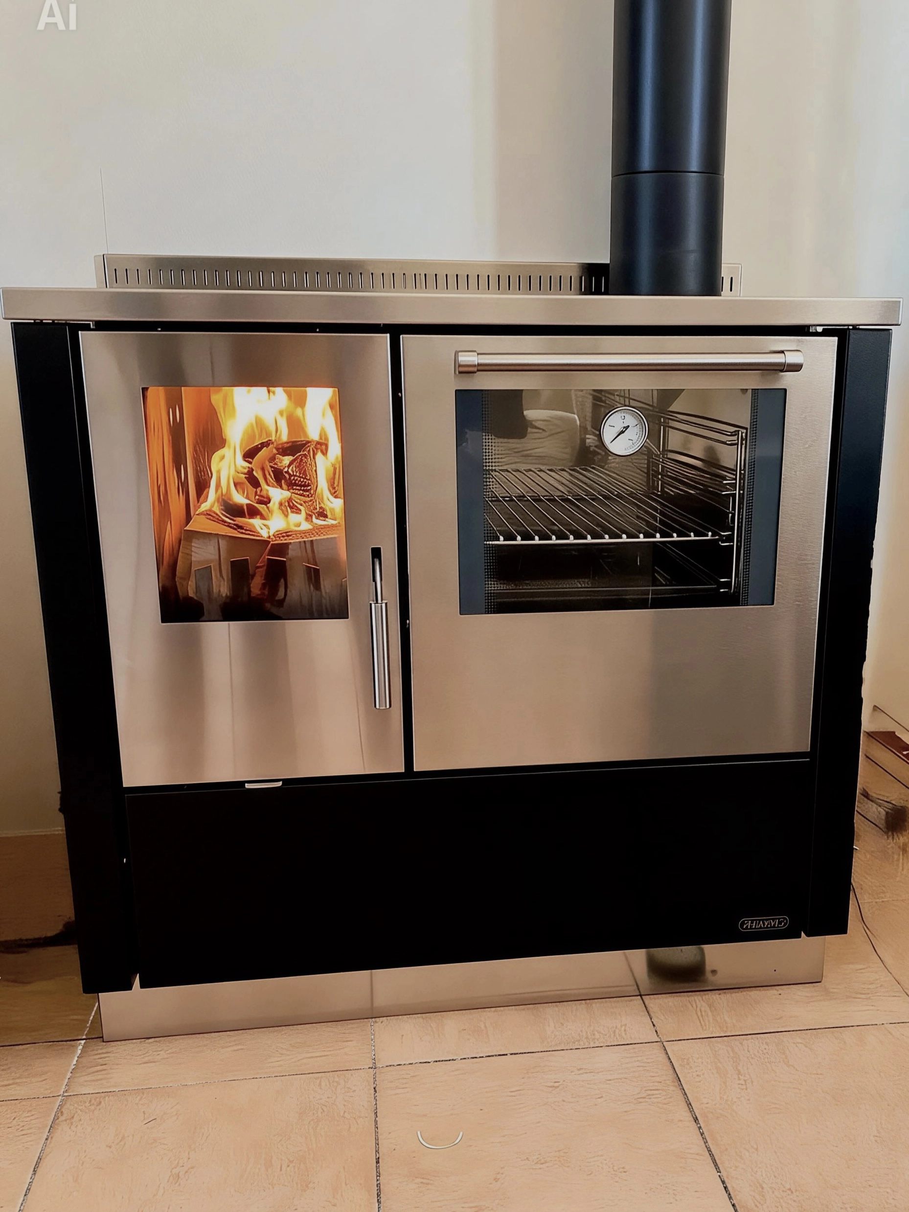 Pose d'une cuisinière à bois Rizzoli S90 Moderna à Ver-sur-Mer