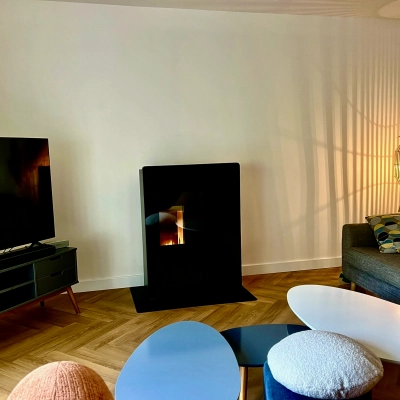 Poêle à pellets Rika Domo en finition noir mat à Caen