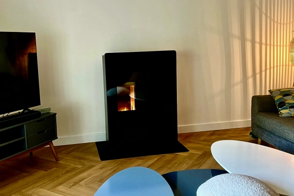 Poêle à pellets Rika Domo en finition noir mat à Caen